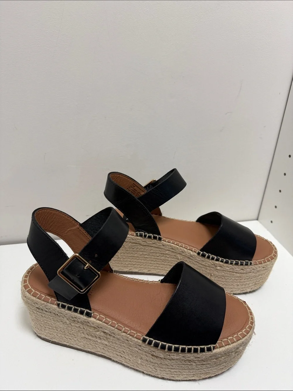 Aqua Rowan Platform Espadrille Sandals  Ankle Strap black sz 7.5